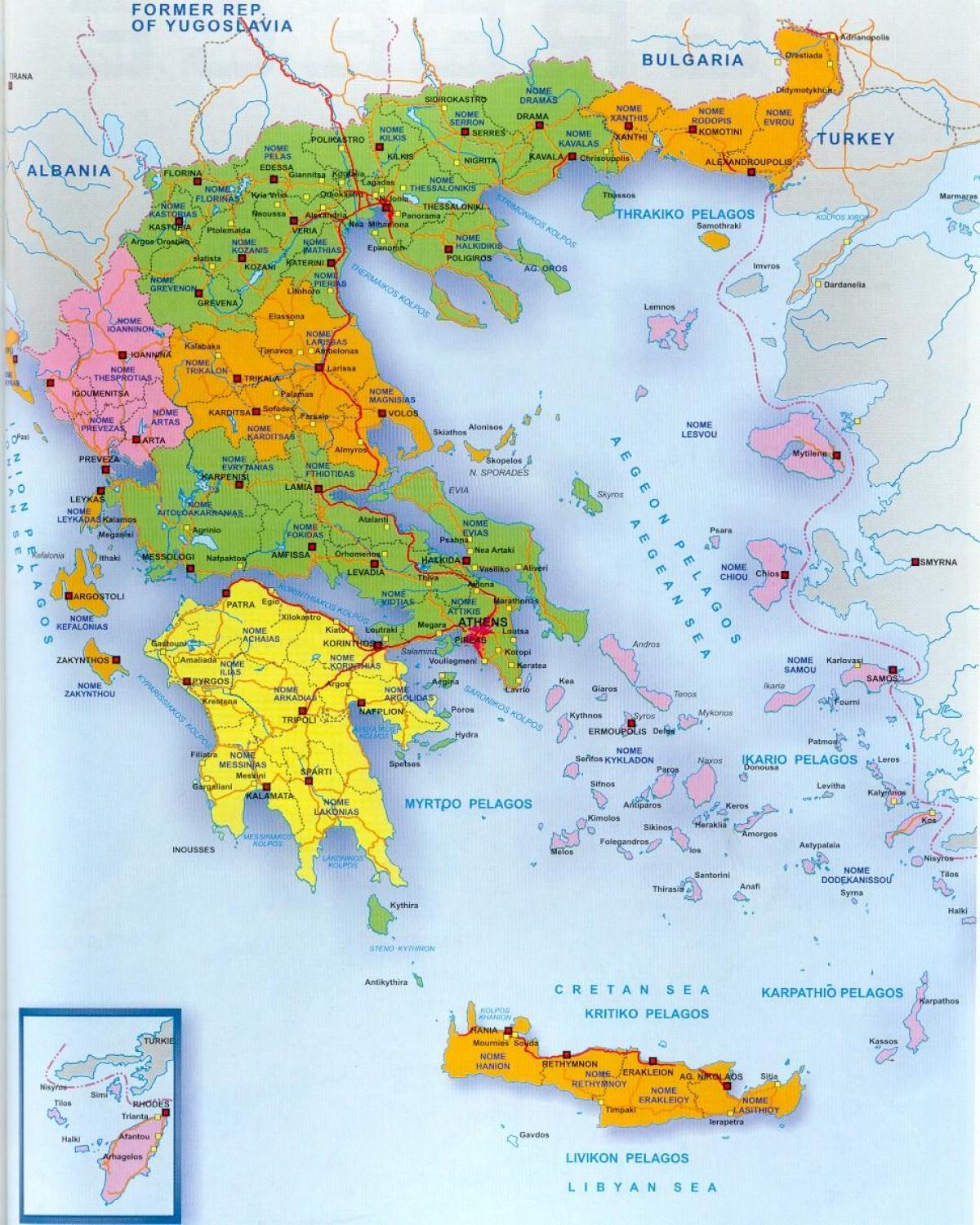 Yunanistan ve Yunan Adaları haritası