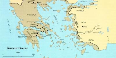 Dünya haritası üzerinde eski Yunan